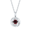 Silver 3/8 ct Shimmering Garnet Knot Necklace with Diamond Accents