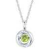 Silver 3/8 ct Shimmering Peridot Knot Diamond Accent Necklace