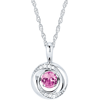 Silver 3/8 ct Shimmering Pink Tourmaline Knot Diamond Accent Necklace