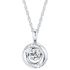 Sterling Silver 3/8 ct Shimmering White Sapphire Love Knot Necklace with Diamond Accents