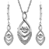 Silver Shimmering Diamonds Heart Infinity Earrings and Pendant Set