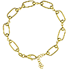 14k Yellow Gold Slender Paper Clip Bracelet with Textured Balls 7in