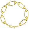 14k Yellow Gold Paper Clip Bracelet with Textured Balls 7in