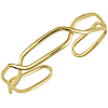 14k Yelow Gold Crossover Long Link Cuff Bangle Bracelet