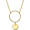 14k Yellow Gold Diamond-cut Open Circle and Disc Necklace