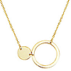 14k Yellow Gold Polished Open Circle and Disc Necklace