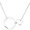 14k White Gold Polished Open Circle and Disc Necklace