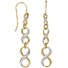 14k Two-tone Gold Graduated Infinity Symbol Earrings with French Wire