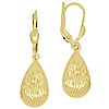 14k Yellow Gold Diamond-cut Tear Drop Lever Back Dangle Earrings