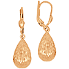 14k Rose Gold Diamond-cut Tear Drop Lever Back Dangle Earrings