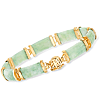 18k Yellow Gold Over Sterling Silver Jade Good Fortune Link Bar Bracelet