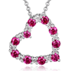 Sterling Silver Created Ruby and Lab Grown Diamond Heart Necklace