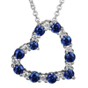 Sterling Silver Created Blue Sapphire and Lab Grown Diamond Heart Necklace