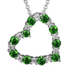 Sterling Silver Created Emerald and Lab Grown Diamond Heart Necklace