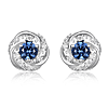 Sterling Silver Created Blue Sapphire and Lab Grown Diamond Love Knot Earrings
