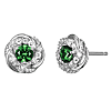 Sterling Silver Created Emerald and Lab Grown Diamond Love Knot Earrings