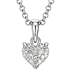  Platinum Over Sterling Silver 1/5 ct tw Lab Grown Diamond Heart Cluster Necklace