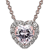 14k Rose Gold Plated Sterling Silver Created Pink Sapphire  and Lab Grown Diamond Heart Pendant Necklace