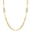 18k Yellow Gold Over Sterlng Silver CZ Paperclip Necklace 32in