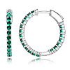 Platinum Over Sterling Silver Created Emerald Hoop Earrings