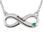 Sterling Silver Birthstone Engravable Infinity Necklace