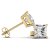 1 ct tw Princess cut Lab Grown Diamond Stud Earrings in 14k Yellow Gold Four Prong Basket
