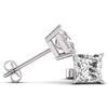 2 ct tw Princess cut Lab Grown Diamond Stud Earrings in 14k White Gold Four Prong Basket