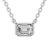 1/4 ct tw Emerald-cut Lab Grown Diamond Bezel Solitaire Necklace F Color VS1 Clarity in 14k White Gold