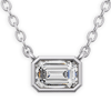 1/2 ct tw Emerald-cut Lab Grown Diamond Bezel Solitaire Necklace F Color VS1 Clarity in 14k White Gold