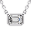 3/4 ct tw Emerald-cut Lab Grown Diamond Bezel Solitaire Necklace F Color VS1 Clarity in 14k White Gold