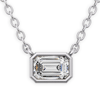 1 ct tw Emerald-cut Lab Grown Diamond Bezel Solitaire Necklace F Color VS1 Clarity in 14k White Gold