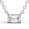 1 ct tw Emerald-cut Lab Grown Diamond Floating Solitaire Necklace F Color VS1 Clarity in 14k White Gold