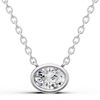 1/4 ct tw Oval Lab Grown Diamond Bezel Solitaire Necklace F Color VS1 Clarity in 14k White Gold