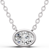 1/2 ct tw Oval Lab Grown Diamond Bezel Solitaire Necklace F Color VS1 Clarity in 14k White Gold