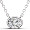 3/4 ct tw Oval Lab Grown Diamond Bezel Solitaire Necklace F Color VS1 Clarity in 14k White Gold