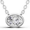 1 ct tw Oval Lab Grown Diamond Bezel Solitaire Necklace F Color VS1 Clarity in 14k White Gold