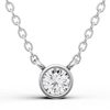 1/2 ct tw Lab Grown Diamond Bezel Solitaire Necklace F Color VS1 Clarity in 14k White Gold