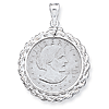 Sterling Silver Susan B. Anthony Rope Coin Bezel Pendant