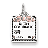 Sterling Silver Pink Birth Certificate Charm 1/2in