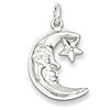 Sterling Silver 3/4in Moon and Star Pendant