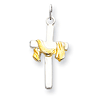 Gold-plated Sterling Silver 1in Draped Cross Pendant