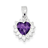 Amethyst Pendant with Cubic Zirconias - Sterling Silver