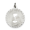 Sterling Silver 3/4in Fancy Round Holy Communion Charm