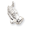 Sterling Silver Polished Praying Hands Charm 3/4in