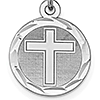 1/2in Cross Disc Charm - Sterling Silver