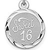 Sterling Silver Sweet 16 Disc Charm 1/2in
