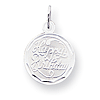 Sterling Silver Happy Birthday Round Charm 1/2in