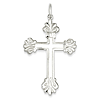Sterling Silver 2in Polished Budded Cross Pendant