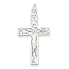 Sterling Silver Block Crucifix Pendant 1 3/16in
