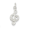 Sterling Silver Textured Treble Clef Charm